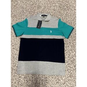 New U.S. Polo Assn. Men's Short Sleeve Polo Shirt Red Color Size M Block Color